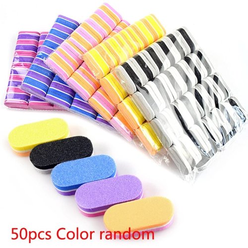 Afbeelding van 50 Stuks Mini Nagelvijlen Blok 100/180 Grit Spons Buffers Voor Acryl Nagels Buffing Blok Dubbelzijdig Diy Salon manicure Gereedschap