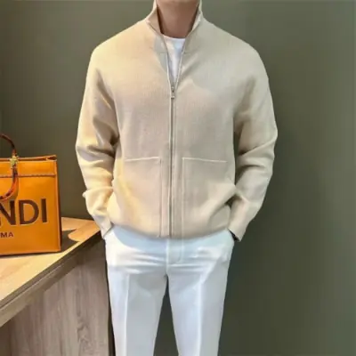 Image de Cardigan Homme Col Montant - Pull Décontracté Automne/Hiver