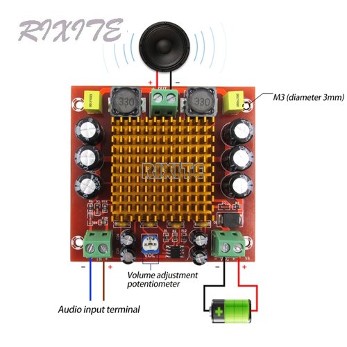 Afbeelding van 150W Mono Kanaal Digitale Power Audio Versterker Board TPA3116DA TPA3116 D2 Klasse D Geluidsversterkers Board XH-M544 DC 12V 24V