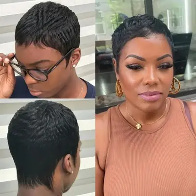 Image de Perruque Bouclée Courte Cheveux Humains Brésiliens