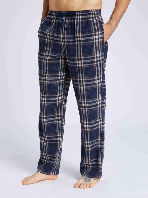 Pantalones de Pijama de Franela a Cuadros para Hombre, Cálidos y Cómodos para Otoño e Invierno con Cintura Elástica y Bolsillos