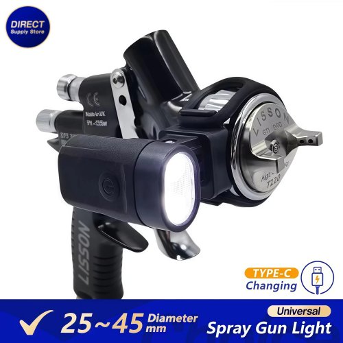 Imagen de Luz LED Universal para Pistola de Pulverización con 2 Correas Ajustables y Potencia de Iluminación Regulable – Herramienta Ideal para Aerógrafo y Pintura en Brillo