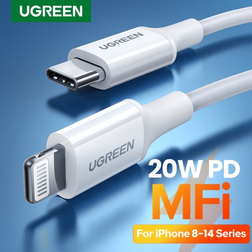 Zdjęcie UGREEN MFi 20W PD kabel USB C do błyskawicy dla iPhone 14 13 12 Pro Max szybkie ładowanie dla ipada Mini telefon typ C kabel