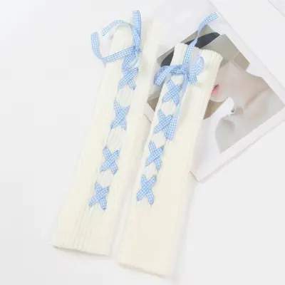 Image de Manchons Tricotés Lolita Gothique Blanc - Style Harajuku