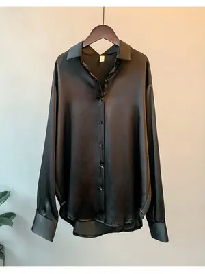 Image de Blouse Satin Élégante Femme - Style Coréen Automne 2023