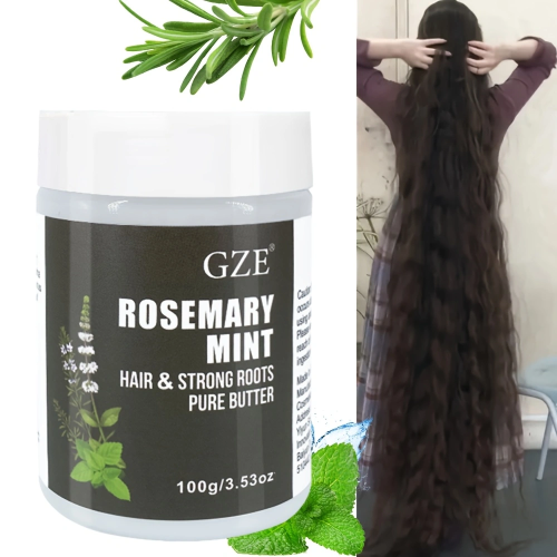 Imagen de GZE Romero Menta Cabello y mantequilla de raíces fuertes - Tratamiento natural de reparación de daños y crecimiento del cabello para cabello más fuerte y más saludable
