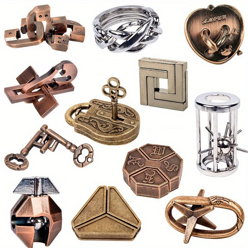 Afbeelding van Klassieke Intellectuele Metalen Puzzel Speelgoed – Moeilijk Educatief Breinbreker voor Kinderen en Volwassenen, Perfect als Kerst-, Thanksgiving- of Verjaardagscadeau