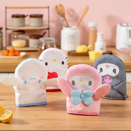 Zdjęcie Rękawice kuchenne Sanrio Hello Kitty 3D – grube, termoodporne, zapobiegające oparzeniom, idealne do pieczenia i piekarnika wysokotemperaturowego