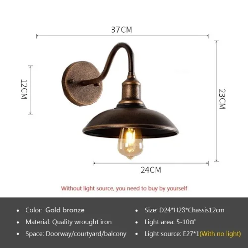Image of Retro Waterproof LED Wall Lamp Outdoor Courtyard Villa Garden Balcony Corridor Entrance Door E27 Decorative Lighting Fixture