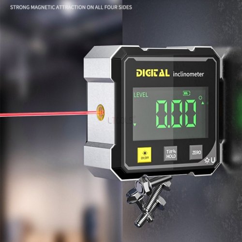 Immagine di Misuratore Angolare Digitale Magnetico 4 Latи con Goniometro Elettronico, Laser, Orizzonometro e Inclinometro per Precisione Massima