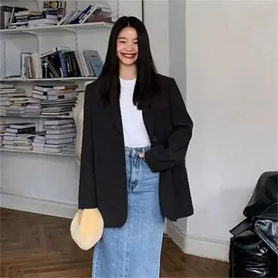 Image de Blazer Femme Décontracté 2025 - Style Coréen Chic & Moderne