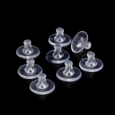 Image de Lot de 100 Boucles d'oreilles en Silicone - Bouchons Ronds pour Bijoux DIY