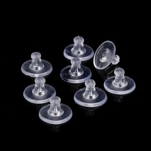 Image de Lot de 100 Boucles d'oreilles en Silicone - Bouchons Ronds pour Bijoux DIY
