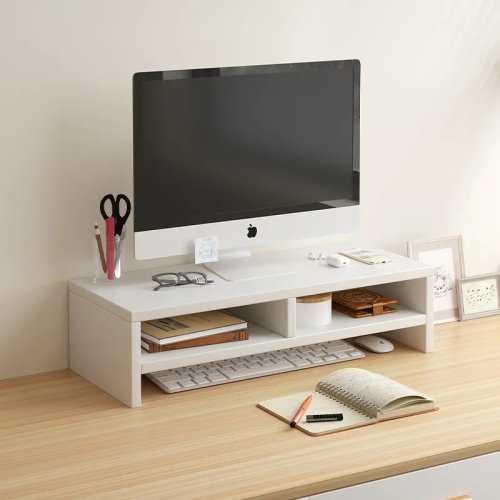 Imagen de Soporte Elevador para Monitor con Base Ergonómica para Portátil, Organizador de Escritorio con Almacenamiento Integrado para Teclado