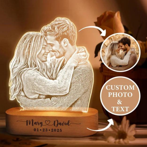 Zdjęcie Spersonalizowana 3D Lampa Nocna z Fotografią – Idealny Prezent na Walentynki, Rocznice i dla Pary Miłosnej
