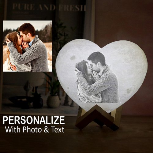 Imagen de Lámpara de Luna en Forma de Corazón Personalizada