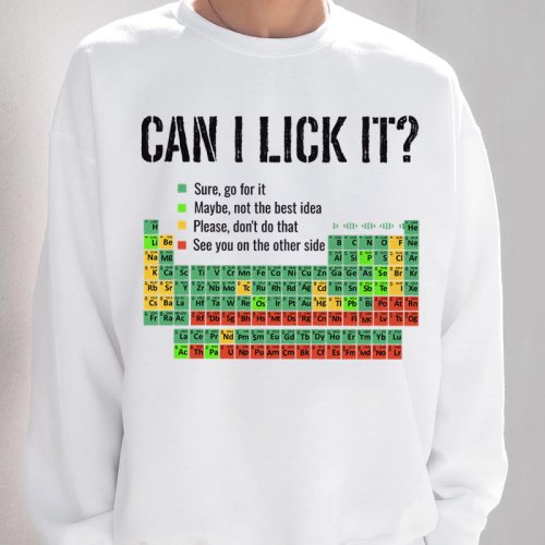 Immagine di Can I Lick It Felpe Tavola periodica Stampa Uomo Donna Moda Casual Camicia con cappuccio Divertenti vestiti di chimica Felpa unisex