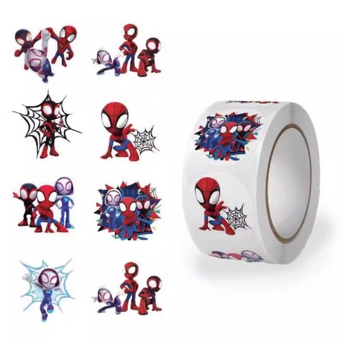 Zdjęcie 500 sztuk kolorowych naklejek z Spider-Manem – urocze naklejki kreskówkowe dla dzieci, idealne jako nagroda w szkole, prezent lub zabawka edukacyjna
