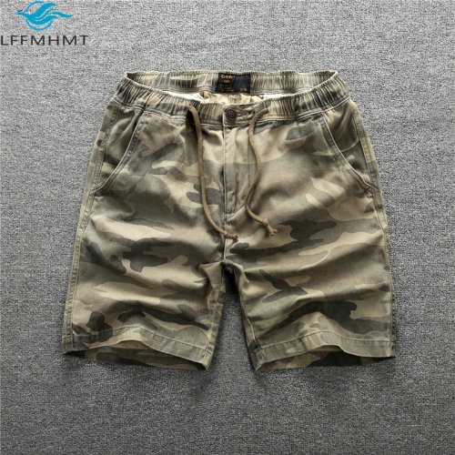 Image of Men's Summer Camouflage Cargo Shorts – Pure Cotton, Straight Fit, Casual Sporty Half-Length Work Wear
