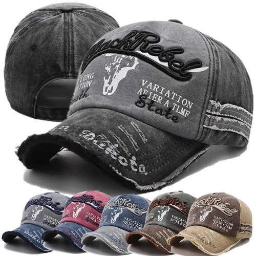 Imagen de Gorra Vintage de algodón lavada Unisex, gorra de béisbol con Bordado de letras, patrón de cabeza de vaca, sombreros para deportes al aire libre para hombres y mujeres