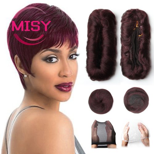 Bild von 28 teile/los Lockige Brasilianische Haarwebart Bundles Kurze Menschliches Haar Extensions Bob Stil T1B 30 99J Farbe 100% Menschliches Haar Bundles
