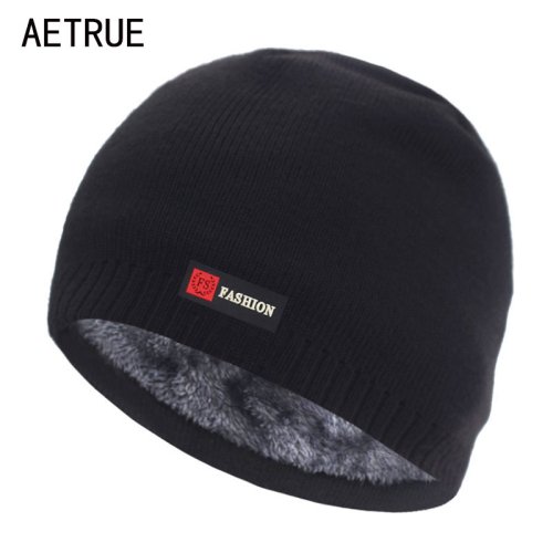 Afbeelding van Dikke Gebreide Wintermuts voor Mannen en Vrouwen - Warme Bontgevoerde Beanie zonder Rand, Heren Hoed met Motorkap Stijl, Comfortabele Cap voor Koud Weer