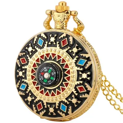 Image de Montre de Poche Steampunk avec Boussole - Design Totem Amérindien