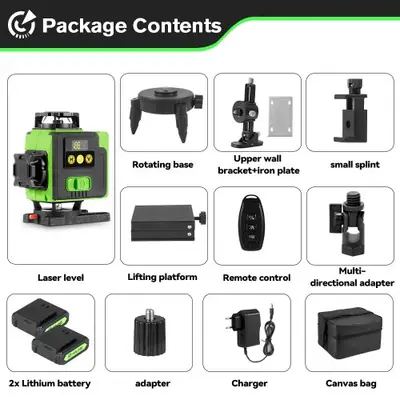 Image de Niveau Laser 4D 16 Lignes - Auto-Nivelant, Vert, Rechargeable