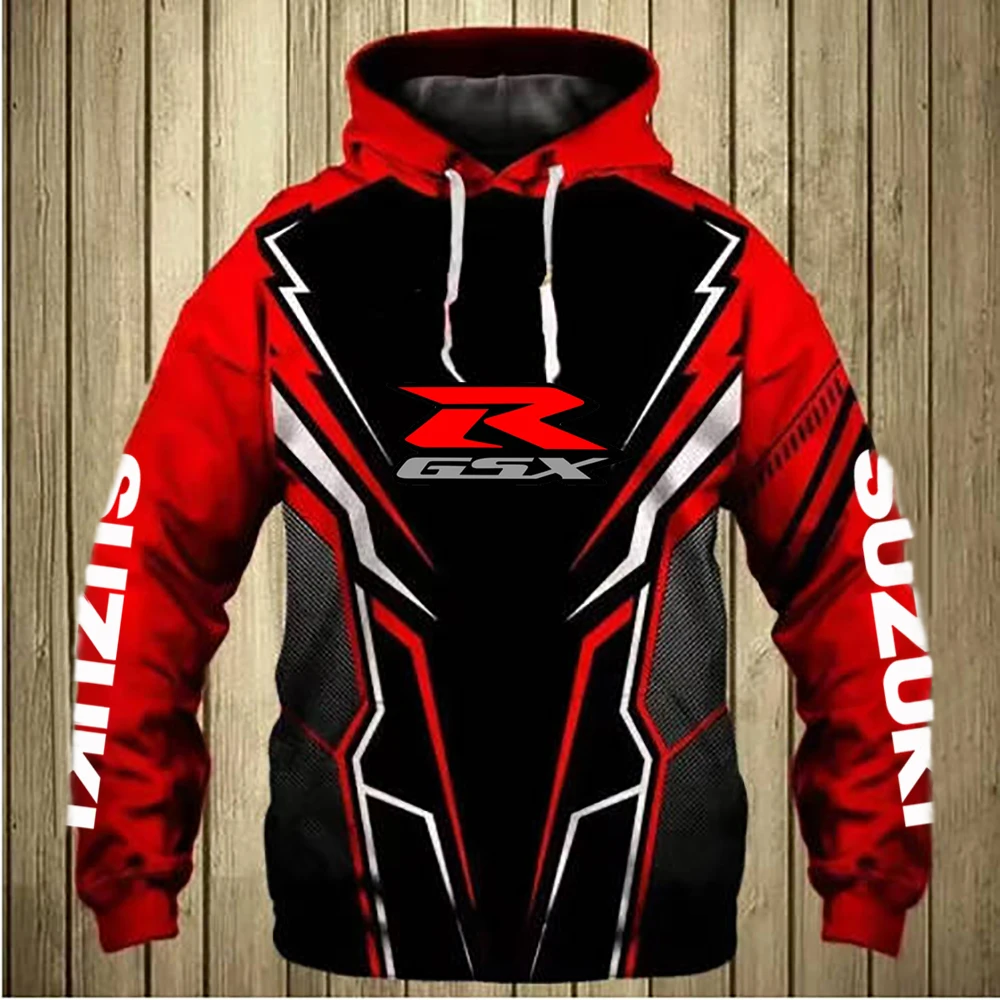 Afbeelding van Herensweatshirt met Capuchon Suzuki Enduro – Street Fashion 3D Print Design voor Buitensporten en Motorliefhebbers