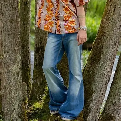 Image de Jean Évasé Punk Bleu Vintage Homme