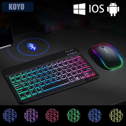 Image de Clavier Bluetooth Mini RGB + Souris Sans Fil Rechargeable