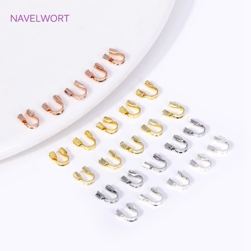 Image of Natural Brass U-Shaped Hook Clasp with 14K & 18K Gold Plating – Elegant Wire Guardian Cord Protector for DIY Jewelry Crafting