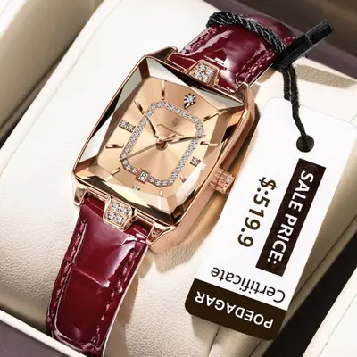 Image de Montre Femme Élégante en Cuir - Design Rectangle & Étanche