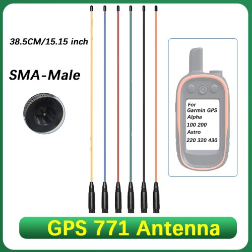 Imagen de Antena GPS Flexible de 38,5 cm con Conector SMA Macho para Garmin GPS Alpha 100, 200, Astro 220, 320 y 430 - Multicolor