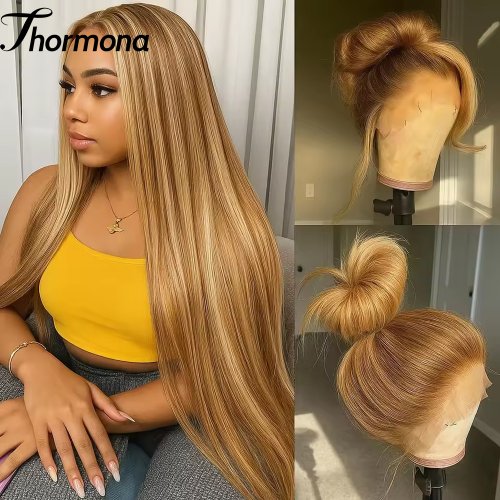 Bild von Ombre Honigblonde Lace Front Perücke – 180 Dichte & HD-Verarbeitung