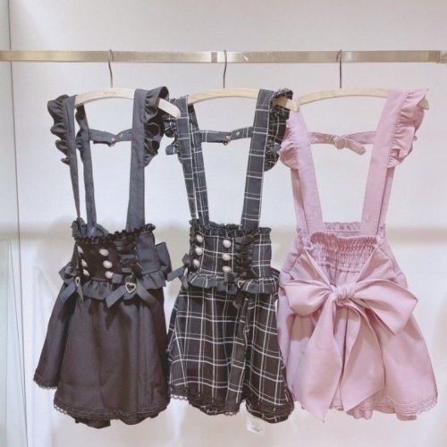 Bild von Lolita-Röcke, Band, Schleife, Diamant-Perlenschnalle, abnehmbare kurze Hosenträger-Gothic-Röcke, süße Kawaii-Schülerin-Y2k-Miniröcke
