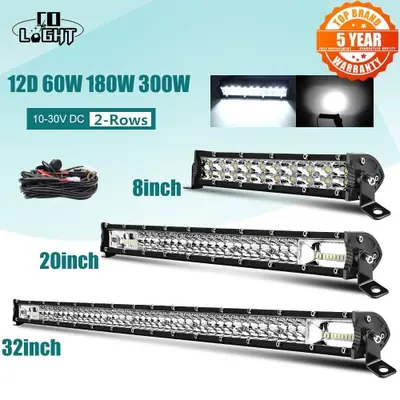 Image de Barre LED Ultra Fine 12D pour Véhicules 4x4, Tracteurs et Bateaux