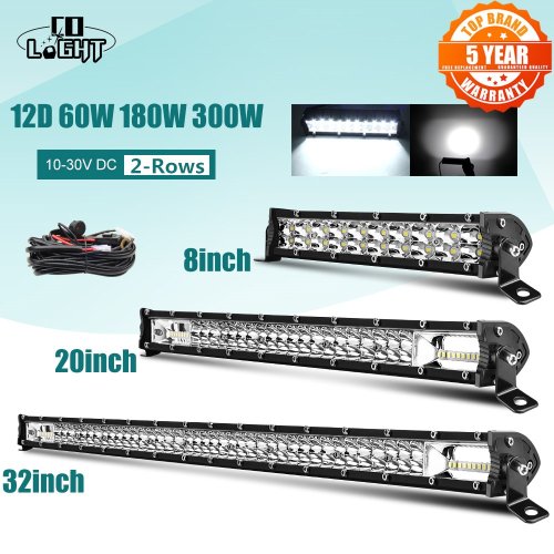 Imagen de CO LIGHT Super Slim 12D 8 "20" 32 "barra LED haz de inundación barra de luz LED para Tractor barco todoterreno 4WD 4x4 camiones SUV ATV 12V 24V