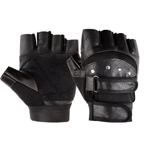 Image de Gants Fitness Cuir Demi-Doigt - Style Punk & Sportif