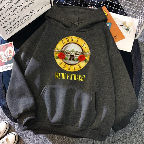 Bild von Guns N' Roses – Wir Sind Zurück: Retro Street Style Hoodie für Damen mit O-Ausschnitt, Fleece-Innenfutter und praktischen Taschen