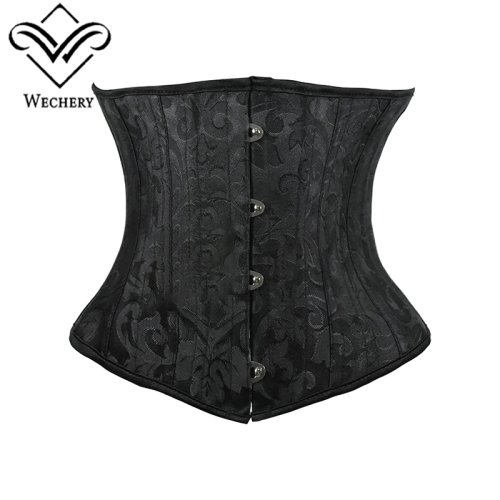 Image of Elegant Underbust Corset for Women – White and Black Steel-Boned Waist Shaper with Gothic Design, Plus Size Bodice Top and Slimming Girdle