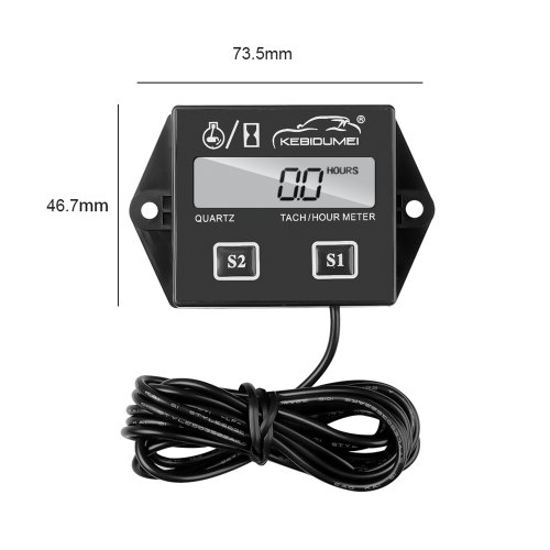 Image of Digital LCD Tachometer with Hour Meter for Motorcycle, Car, Boat, and Marine Engines – Inductive Sensor Display