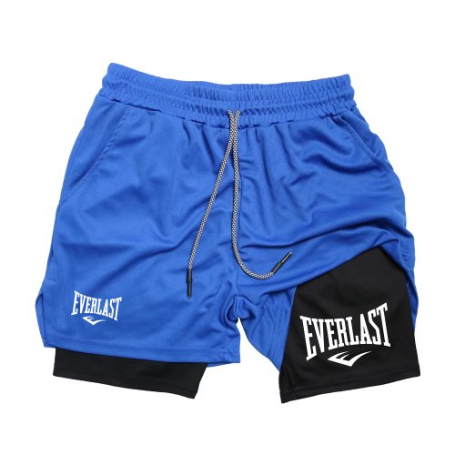 Immagine di Nuovi pantaloncini a doppio strato con stampa da uomo estivi palestra fitness corsa allenamento traspirante 2 in 1 sport casual