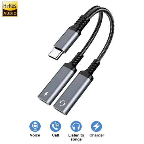 Image de Adaptateur USB-C OTG 2-en-1 avec Prise Casque