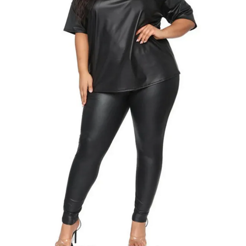 Image de Leggings Faux Cuir Grande Taille - Élastiques & Séduisants