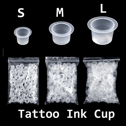 Cjmio 1000 stücke wegwerfbare Microb lading Tattoo Tinten becher s m l Kunststoff Permanent Make-up Pigment klare Halter Behälter Kappe