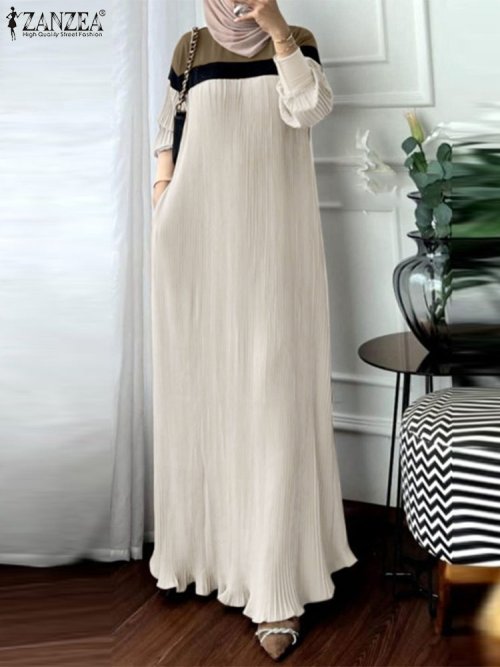 Immagine di Abito Maxi Patchwork Autunno 2024 - Stile Musulmano Elegante