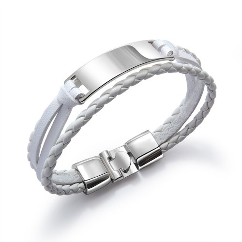 Image de Bracelet Cuir Personnalisé - Gravure Nom & Corde Sauvetage