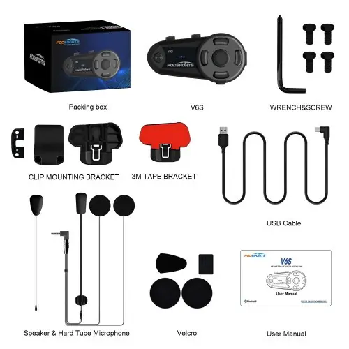 Image de Casque Interphone Moto Bluetooth 6 Riders - Fodsports V6S
