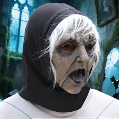 Image de Masque de Sorcière Blanche avec Hijab et Perruque